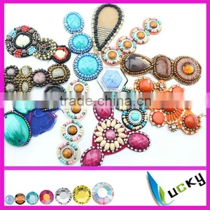 2014 New Design 100% Handmade Lace Rhinestone Applique With Wooden Beads Crystal Strass for Clothes Wedding Shoe Decoration thumbnail-1