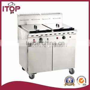 Double Tanks 48+48L Stainless Steel Gas Deep Fryers Price thumbnail-1