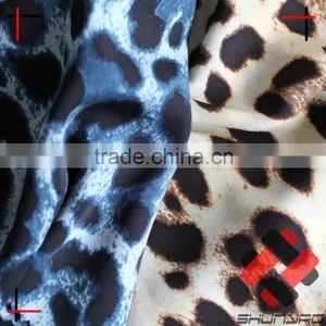 Wool Peach Ity Satin Chiffon Spandex Screen Print Soft Shell Leopard Print Fabric for Fashion Blouse Dress thumbnail-1