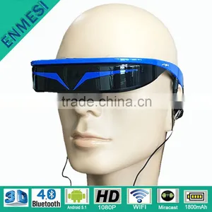 Factory Wholesale Portable 1080p Android Bluetooth Wifi HD Smart 98" VR Glasses Video thumbnail-1