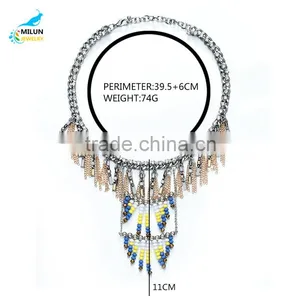 Trendy Fashion Tassel Rhinestone Choker Statement Necklace 2016 thumbnail-2