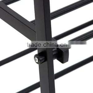 Black Metal Coat Hat Rack 2-tier Garment Drying Rack Clothes Shoe Organizer thumbnail-4