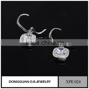 Square Diamond Earring /hot Selling Earring /925 Silver Earring thumbnail-2