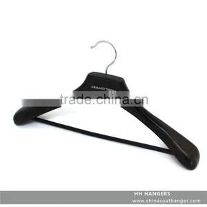 Luxury Bigger Shoulder Wooden Suit Hanger With Wooden Bar, Black Top Hanger With Non-slip Bar in High Quality thumbnail-2