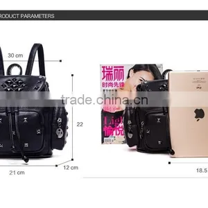 Wholesale Fashion Custom Women High School Leather Backpack thumbnail-3