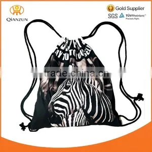 Foldable Tiger Zebra Girls 3D Printing Animal Draw String Canvas Back Pack Bag thumbnail-2