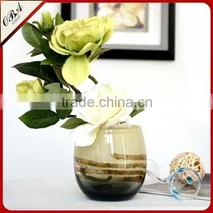 OUBOAO Small Delicate Glass Flower Vase Creative Color Desktop Decorative Flower Pot thumbnail-1
