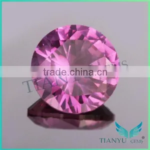 2015 HOT SALE Artificial Gem Wholesale Loose Gemstones 49# Round Shape Red Color Change Sapphire Gemstone thumbnail-1