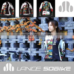 High Performance Themal Fleece Cathe Autumn Colorful Women Long Custome Sublimationcycling Jersey Wear thumbnail-1