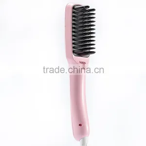 Pink Straightener Fast Beautiful Star Hair Straightener Comb Brush thumbnail-4