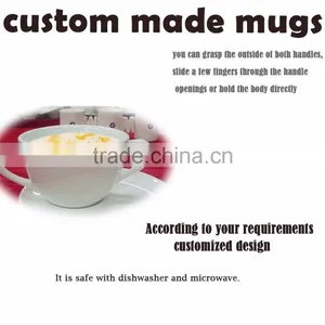 Two Handled White Ceramic Coffee Cup and Mug thumbnail-2