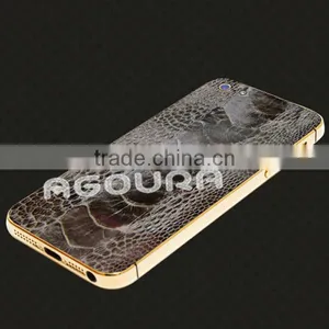 2017 Luxury 24k Gold Plating Housing With Genuine Leather for IPhone 5 5S thumbnail-4