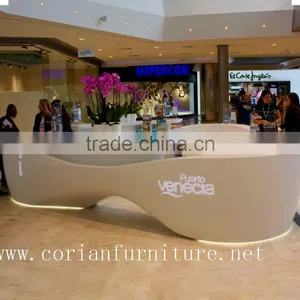 Hi Macs / Corian Solid Surface Made Center Cashier Desk for Optical Store Design thumbnail-1
