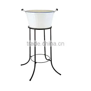 Metal Oval Tub Galvanized Steel & Power Coating Beverage/beer Ice Buckets With Stand & Handle thumbnail-1