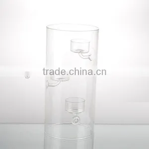 2-tier 2016newset Top Grade Clear Series Tall Glass Straight Barrel Hurricane Candle Holder thumbnail-2