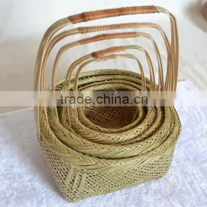 Wholesale Cheap Bamboo Basket With Handle Woven Basket thumbnail-3
