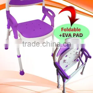 DELUXE PORTABLE FOLDING Bath Safety Shower Chair With Backrest and EVA Padded Seat Hot Sale in Japan thumbnail-1