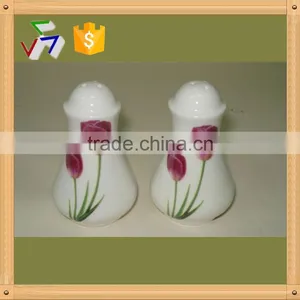 Round Ceramic Salt & Pepper Shaker With Metal Stand thumbnail-1
