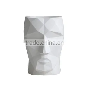 White Man Face Geometry Concrete Planter Pot thumbnail-5