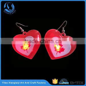 Canada Day Light up Heart Flag Pierced Led Earrings thumbnail-1