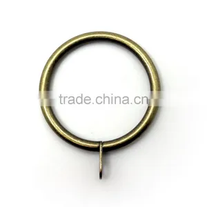 Steel Curtain Metal Rod Ring Fixed Eyelet Inside Diameter 43mm Antique Brass Plated thumbnail-1