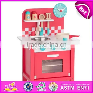 Новый дизайн деревянной красной кухни для детской имитационной игры W10C282 thumbnail-5