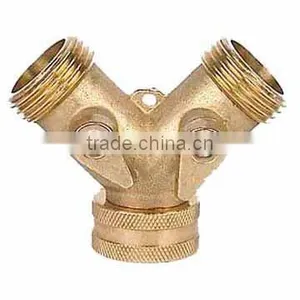 Brass 2 Way Hose Connector With Valve(FL8024) Garding and Spraying With Big Quantities and Superior Quality thumbnail-1
