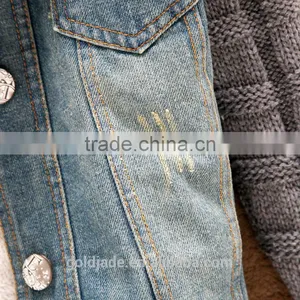 2016 Women Winter Removable Denim Parka Coat Wholesale Denim Jacket With Raccoon Fur Collar thumbnail-6