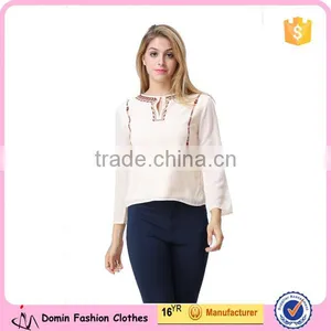 Latest Top Fashion Design Casual Lady Embroidery Blouse thumbnail-1