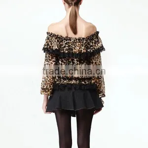 Fashionable Printed Long Sleeve Clothing New Design off Shoulder Sexy Fancy Tops for Girls thumbnail-4