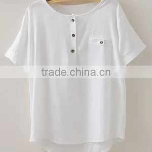 Fashion Women Cotton Linen t Shirt thumbnail-1