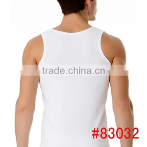 OEM Fashion Design Plain White Man Vest Tops for Sale Sexy Cotton Vest thumbnail-2