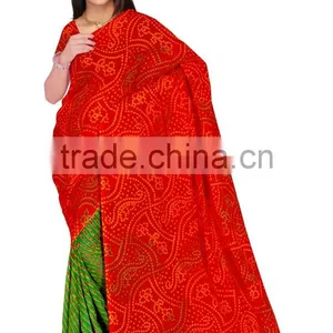 Bhandhani Printed Designer Saree With Blouse Material thumbnail-3