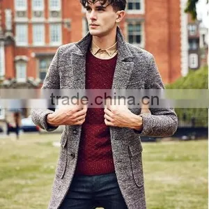 Slim Fit Pure Color Wool Men Coat Winter Coat thumbnail-4