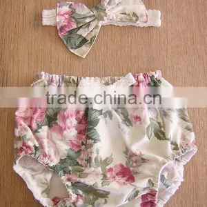 Baby Bloomers Cotton Floral Baby Girl Shorts With Lace Bow Children Summer Short Pants thumbnail-1