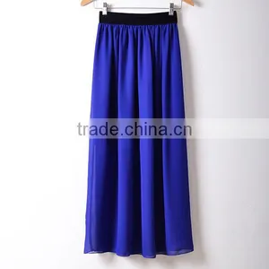 Satin Black Long Skirt Summer Casual Smooth Women Skirt thumbnail-1