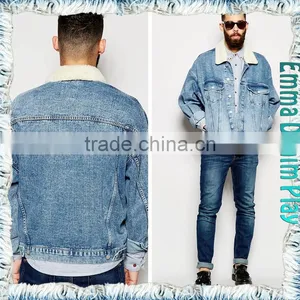 New 2015 Fashion Design Men Fleece Denim High Quality Cotton Outerwear Jackets thumbnail-4