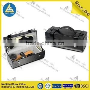 Round Shape pu Bag Portable Travel Shoe Cleaning Kit Box thumbnail-2