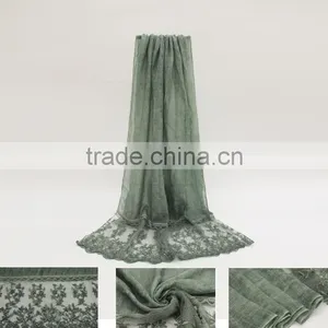 New Fashion Custom Classic Plain Dyed Linon Viscose Thin Lace Flower Trim Ribbon Hijab Scarf thumbnail-2