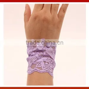 2015 New Fancy Lace Slap Wrist Band For Wedding/Rose Pattern Cotton Wide Elastic Lace Wrist Band thumbnail-3