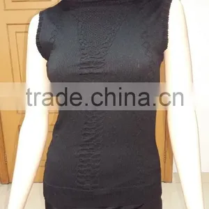 Latest Fashion High Round Neck Women Seamless Jacquard Nylon Summer Vest thumbnail-1