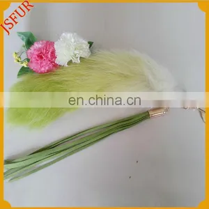 Fluffy Classic Tail Keychain With Fox Fur Custom Accessory thumbnail-1