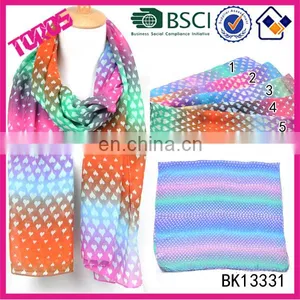 2015 New Arrive Heart Print Wholesale Spring Summer Twill Shawl Fashion Chiffon Scarf thumbnail-1