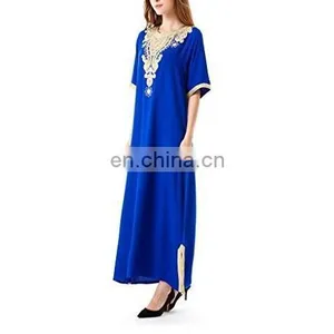 Embroidery Gown With Belts Rayon Soft and Comfortable Plain Abaya Muslim Dresses(Mu052001) thumbnail-2