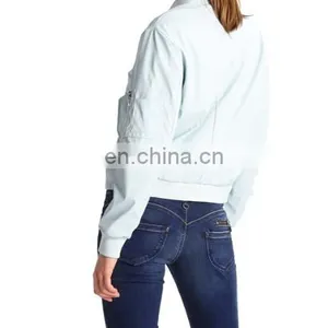 Hot Selling OEM Women Satin MA 1 Satin Bomber Jacket thumbnail-6