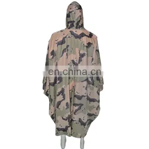 High Quality Outdoor Jungle Military Camouflage Rain Poncho With Hood thumbnail-3
