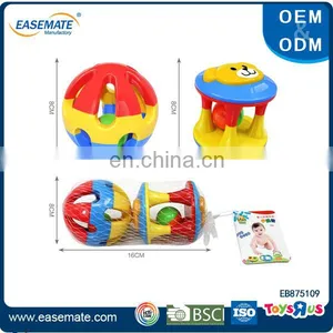 Hot Selling Plastic Funny Baby Rattle and Teether Three Color Ball Two-headed Bear thumbnail-1