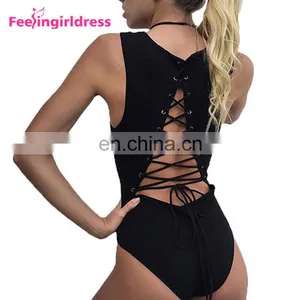 Latest Design White Back Lace Up Sexy Women Design Your Own One Piece Bodysuit thumbnail-5