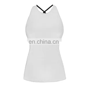 No Moq Wholesale Women Running White Backless Gym Tank Top Blank thumbnail-4