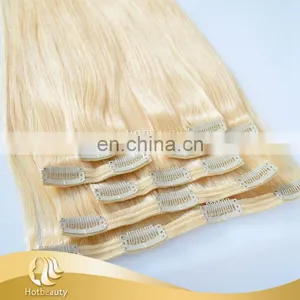 Clip Long Hair Extension Silky Straight and Tangle Free 613# Blonde Russian Hair thumbnail-1